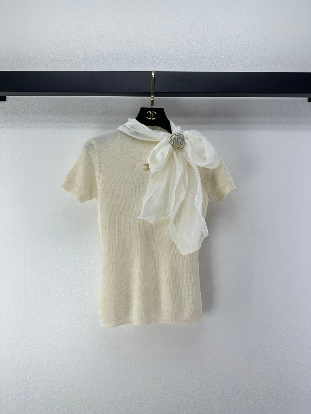 Chanel 2026 Knit Top With Bow Tie Viscose Nylon 361048