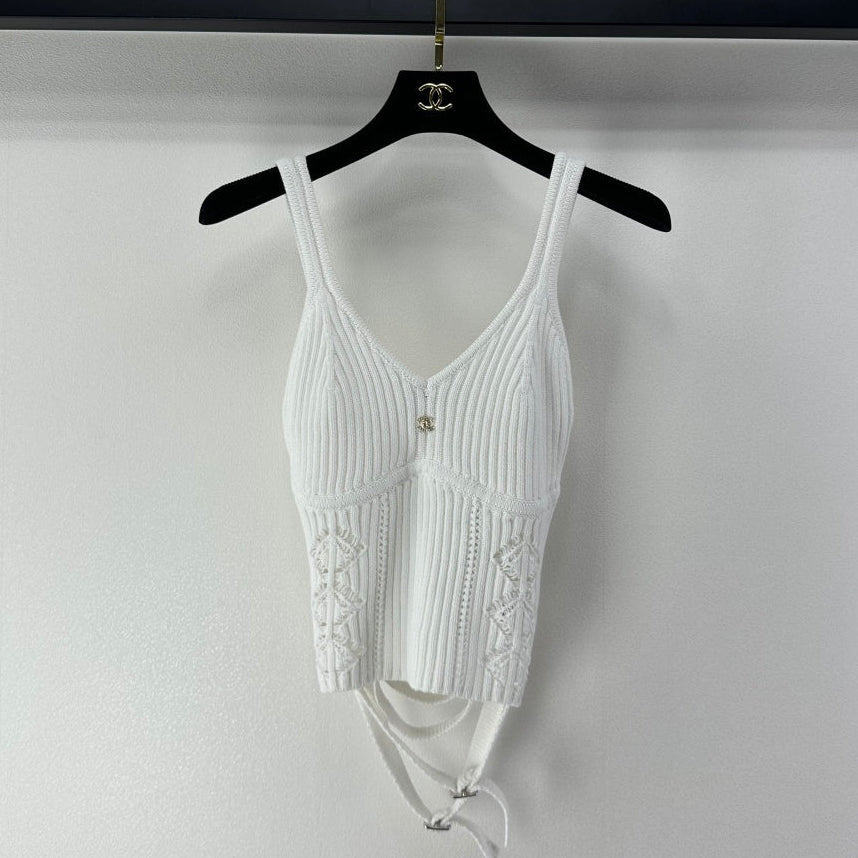 Chanel 2026 Hollow-out Knit Camisole Cotton Polyamide 366049