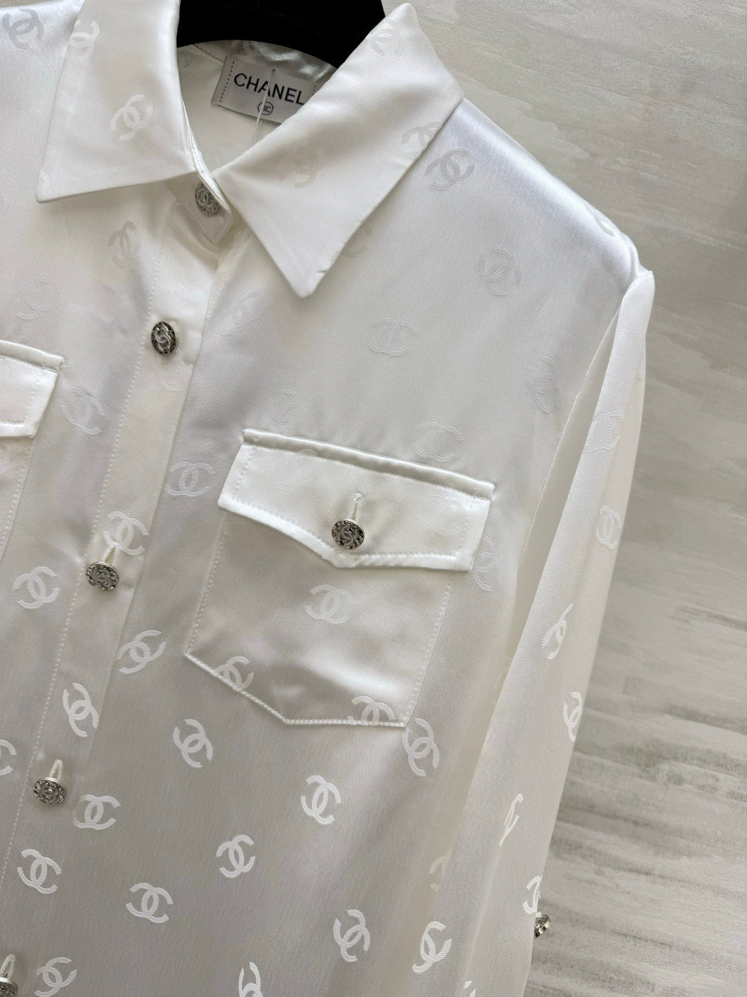 Chanel 2026 Double C Jacquard Acetate Silk Shirt 108151