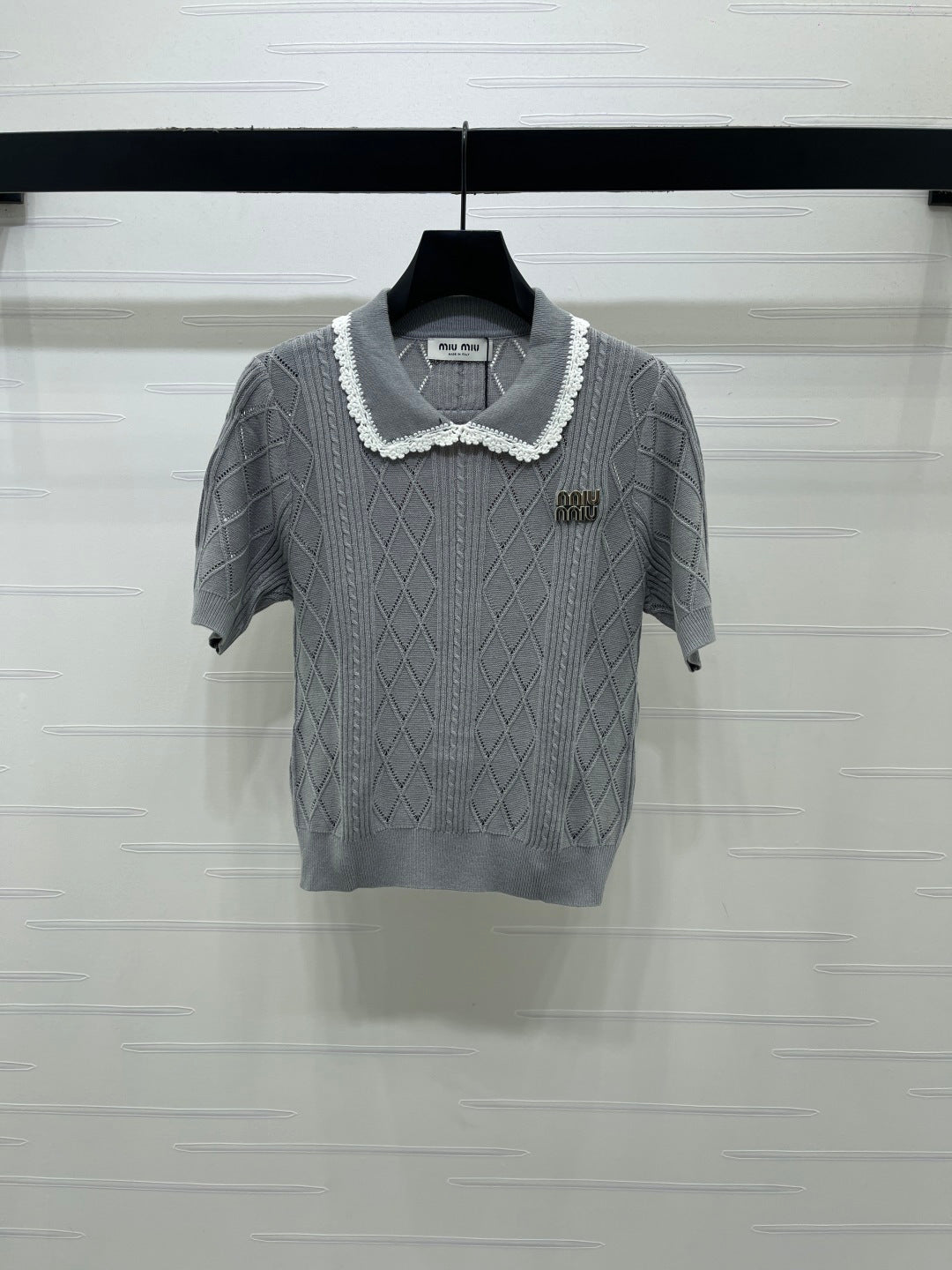 Miumiu 2026 Collar Knit Short Sleeve Cotton 397461