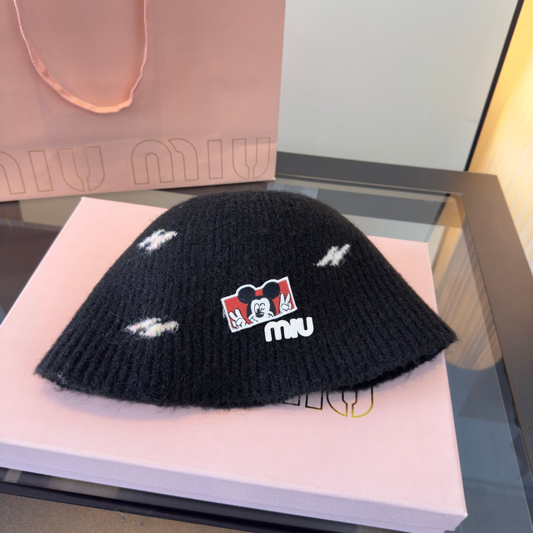 Miu Miu Wool Bucket Hat With Cartoon Character 477554