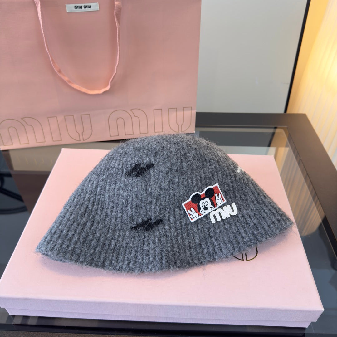 Miu Miu Wool Bucket Hat With Cartoon Character 477554