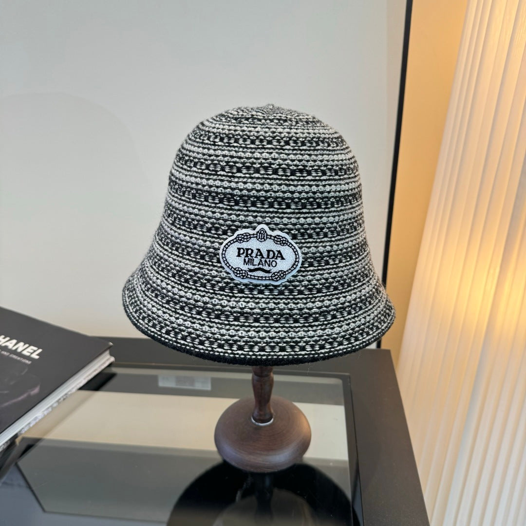 Prada Striped Bucket Wool Hat 477566