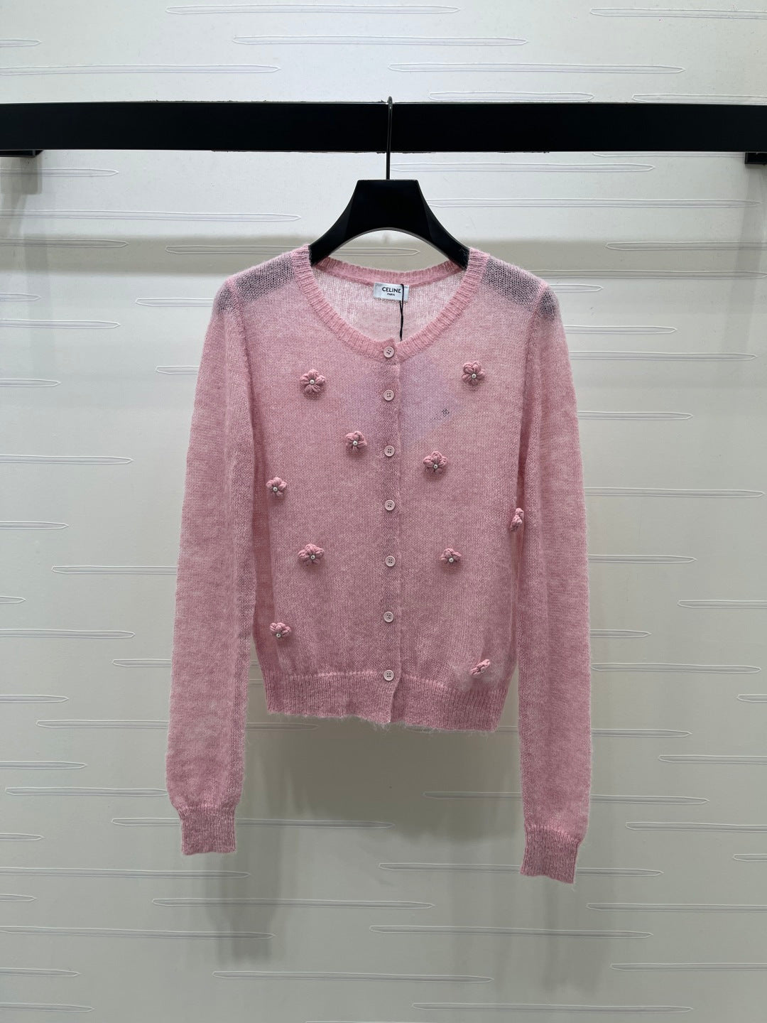 Celine 2026 Flower Knit Long-Sleeve Cardigan Wool 430305
