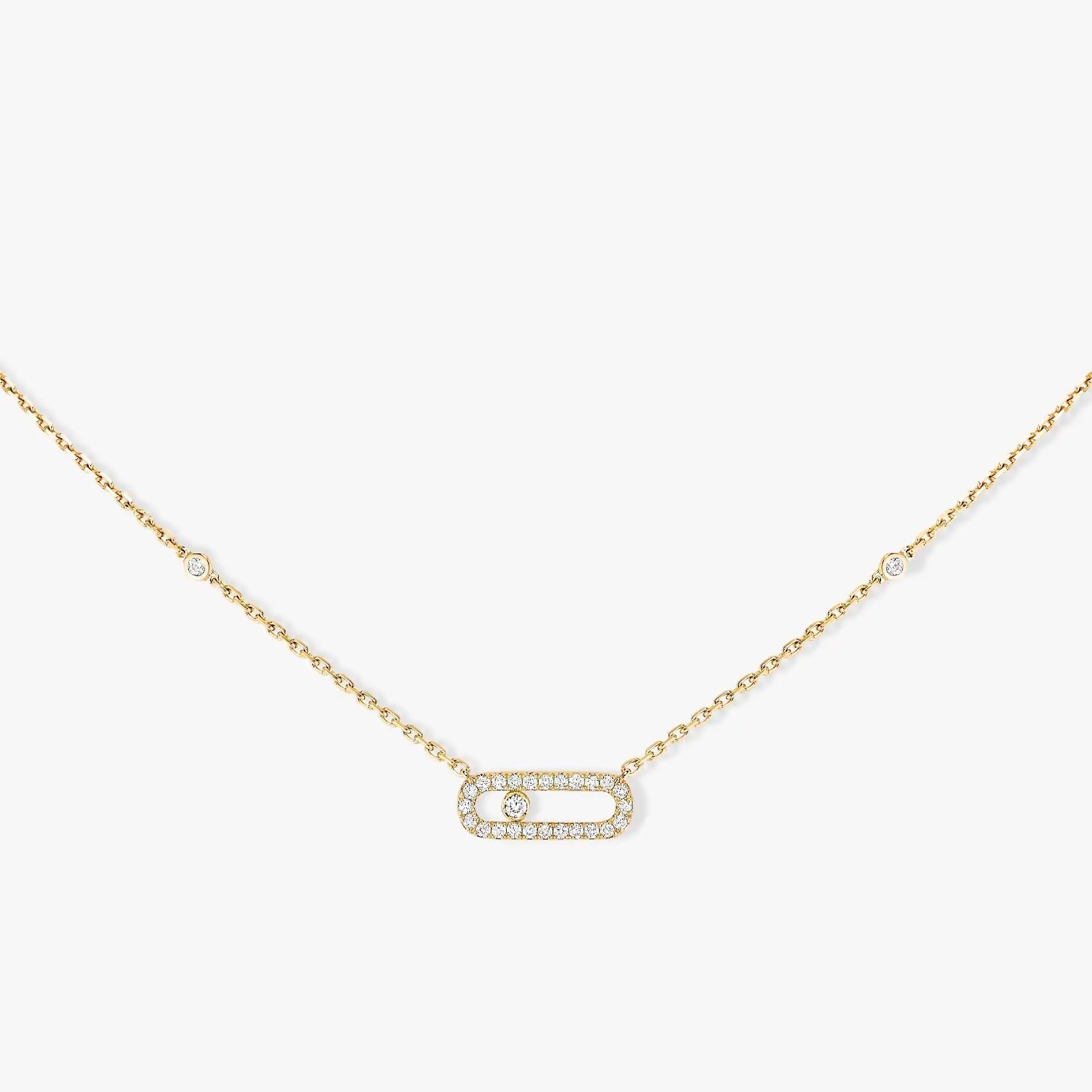 MOVE UNO PAVED SILVER DIAMOND NECKLACE