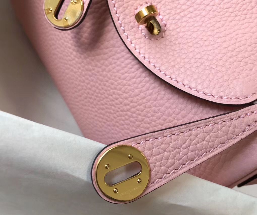 HM Mini Lindy 20cm Pink Clemence Leather