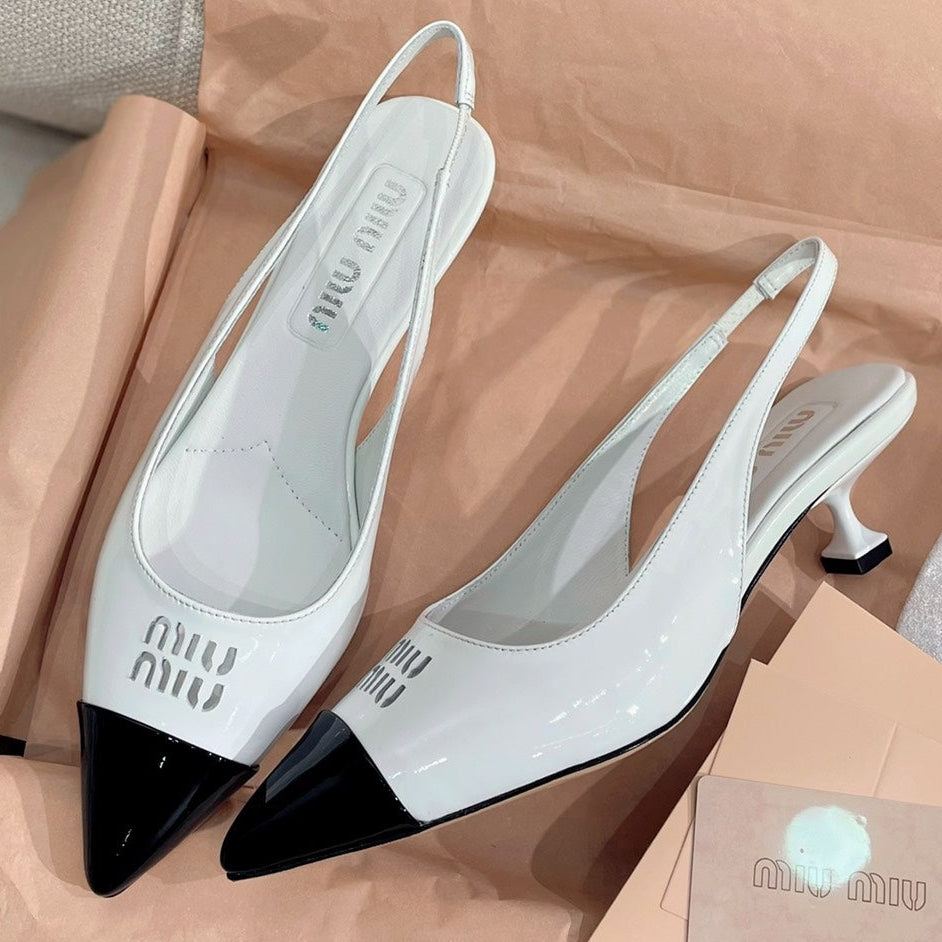 Miu Miu 2026 Pointed-Toe Slingback 45mm Patent Leather 155497