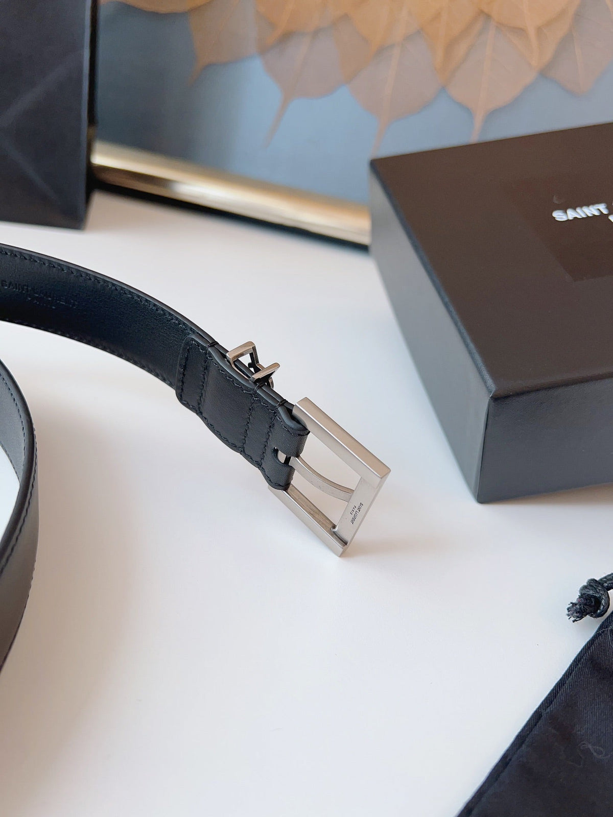 Saint Laurent 2026 Cassandre Belt 30mm Black Silver Leather
