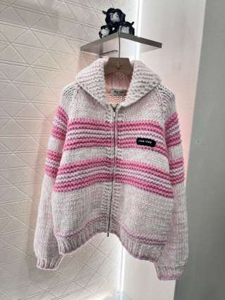 Miumiu 25 Lapel Zipper sweater Cardigan Wool