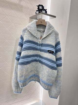Miumiu 25 Lapel Zipper sweater Cardigan Wool