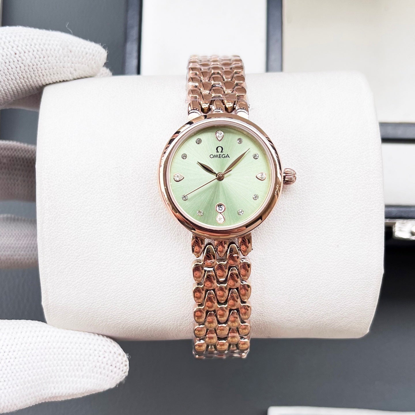 Omega De Ville 28mm Pink Gold Strap