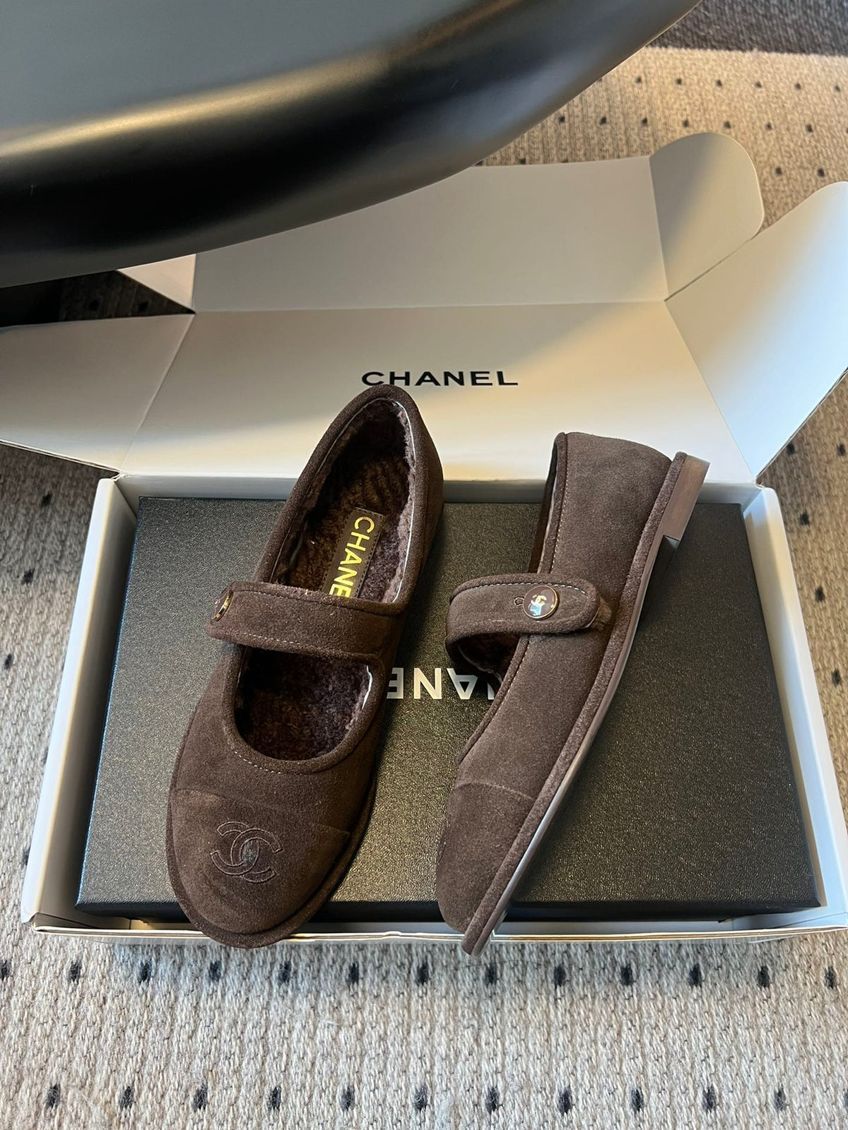 Chanel 2026 Shoe Brown Chocolate Suede Lambskin