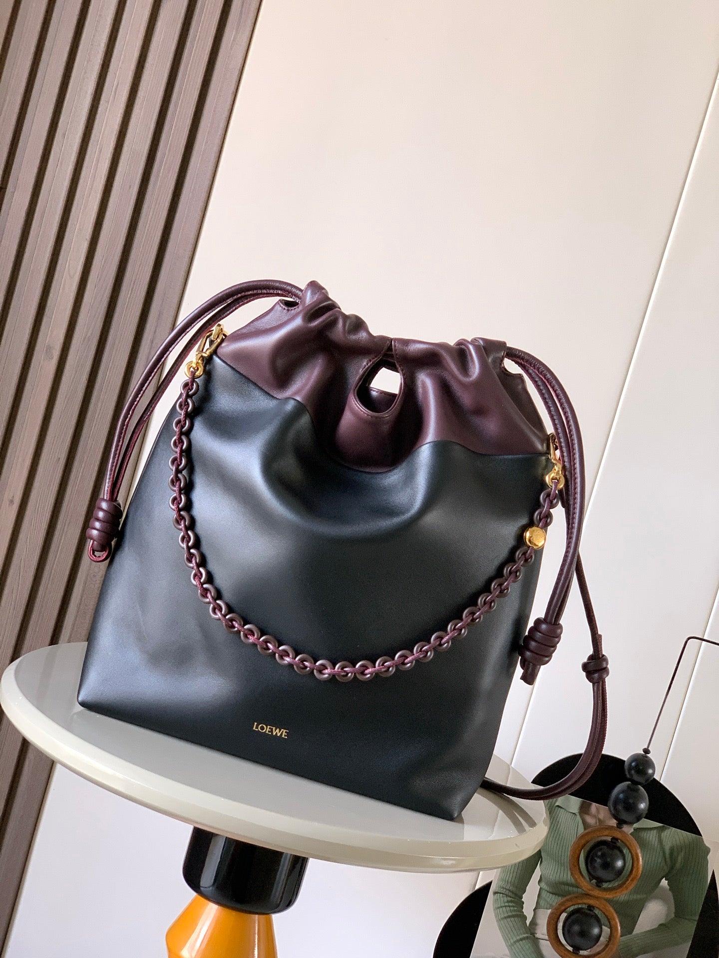 Loewe 2025 Two-Tone Nappa Lambskin 38cm Flamenco Purse Tote Bag 274700