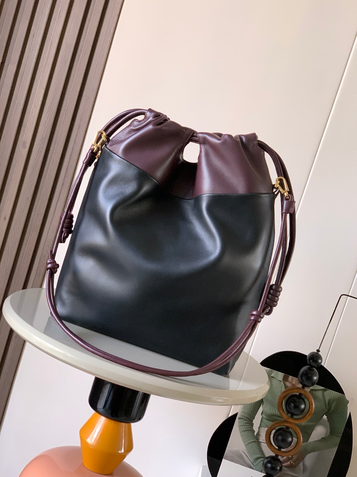 Loewe 2025 Two-Tone Nappa Lambskin 38cm Flamenco Purse Tote Bag 274700