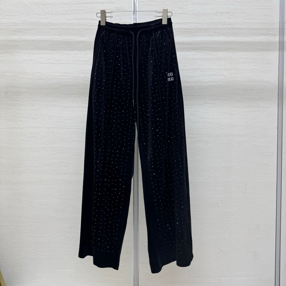 Miumiu 2026 Pants with Rhinestone Embroidery Silk Viscose 356809