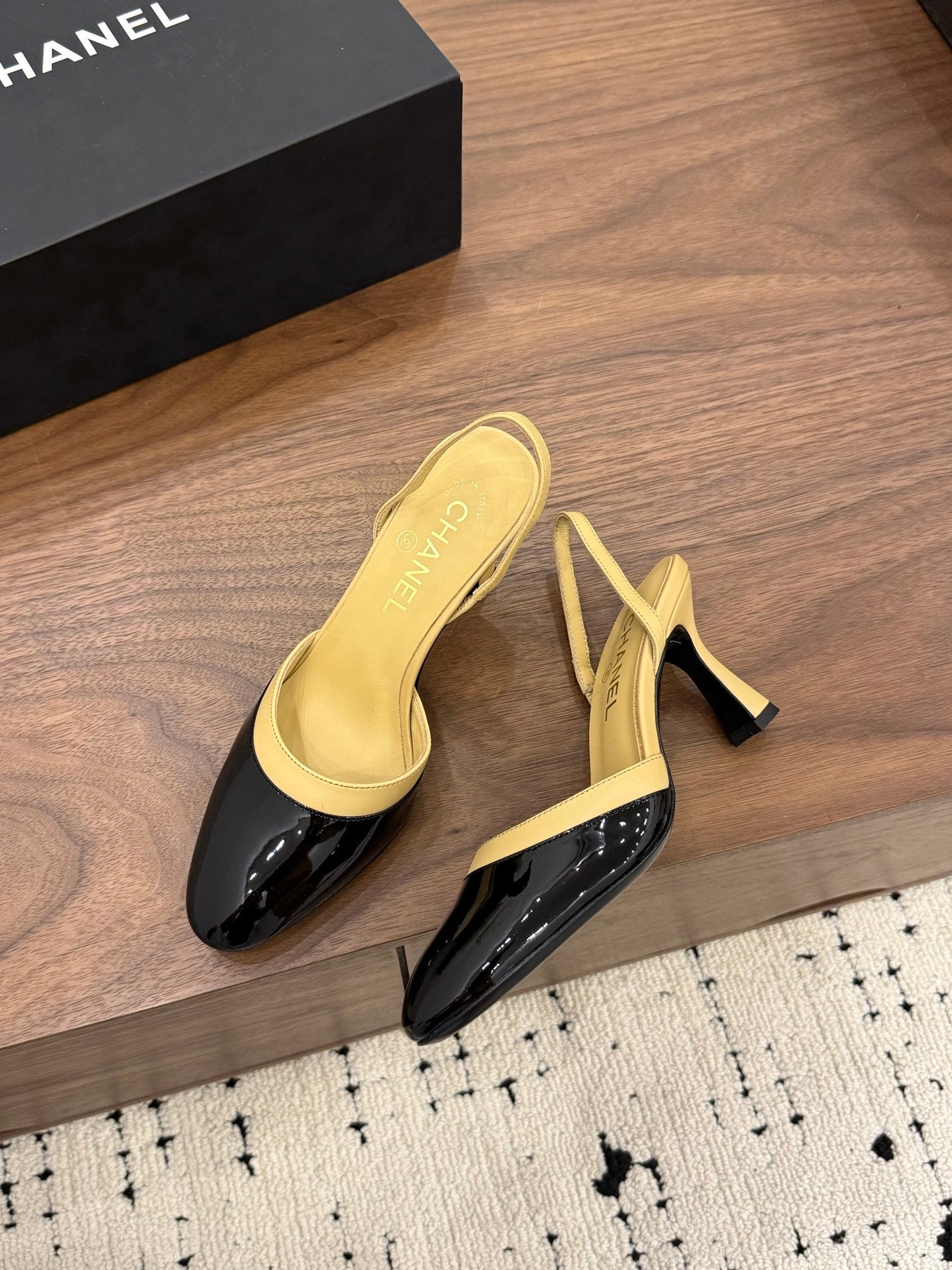 Chanel 2026 Slingback Patent Leather with Sheepskin 696136