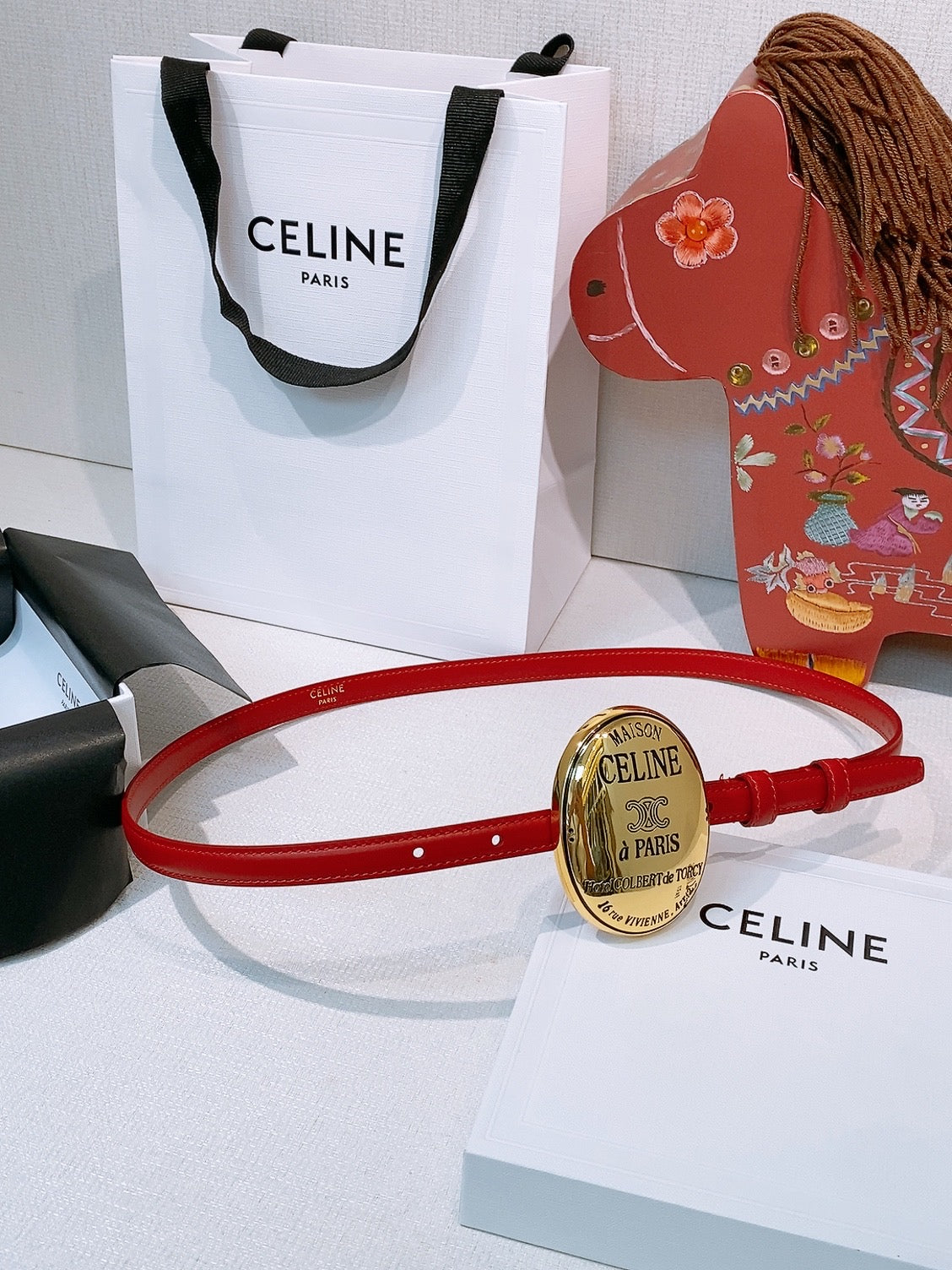 Celine 7.5cm Belt Buckle 1.3cm Width Calfskin