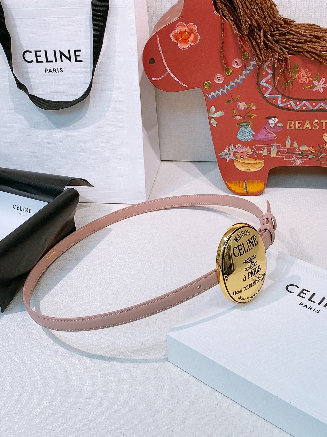 Celine 7.5cm Belt Buckle 1.3cm Width Calfskin