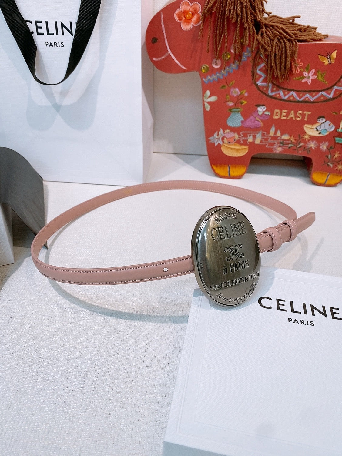 Celine 7.5cm Belt Buckle 1.3cm Width Calfskin