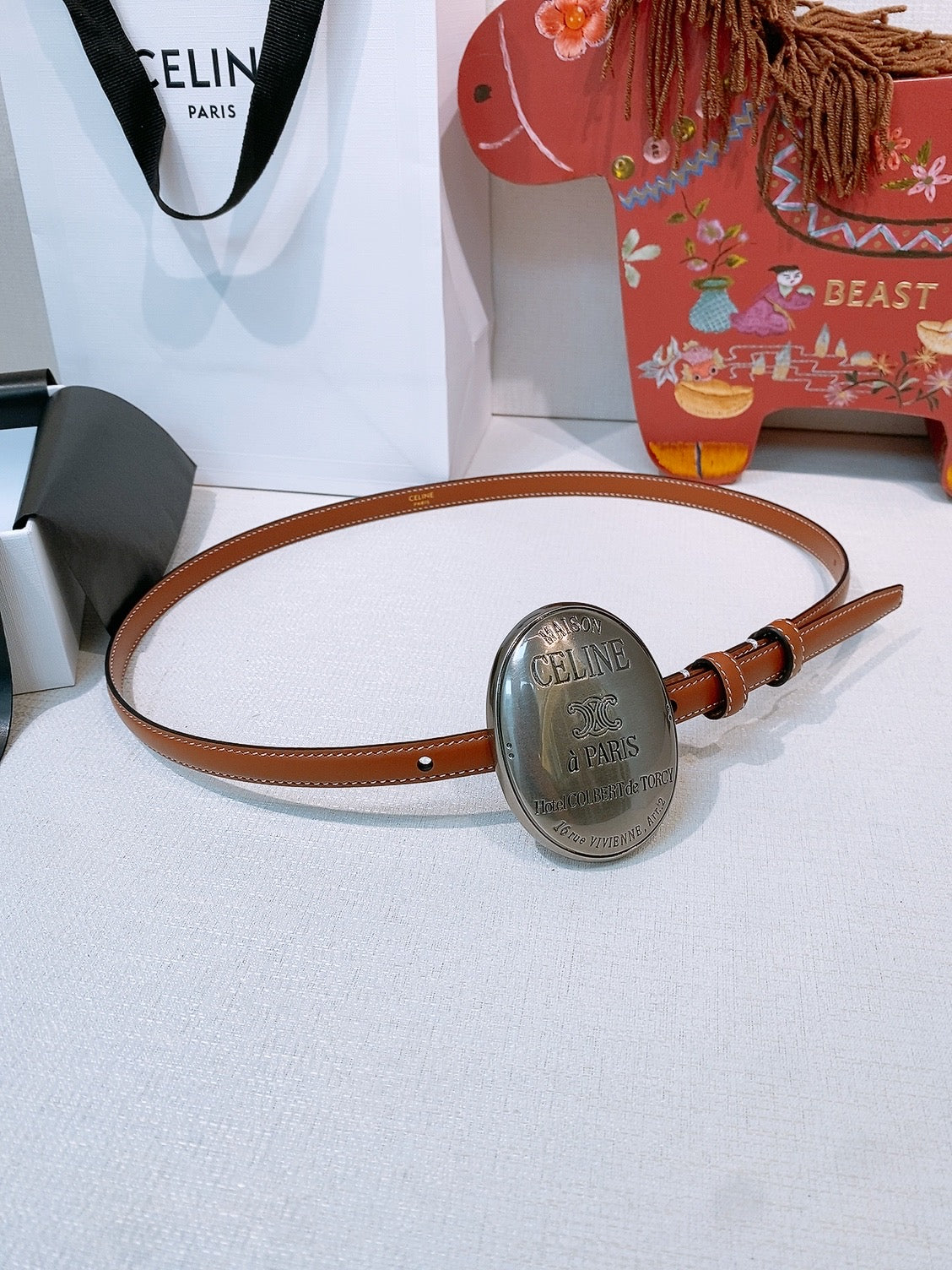 Celine 7.5cm Belt Buckle 1.3cm Width Calfskin