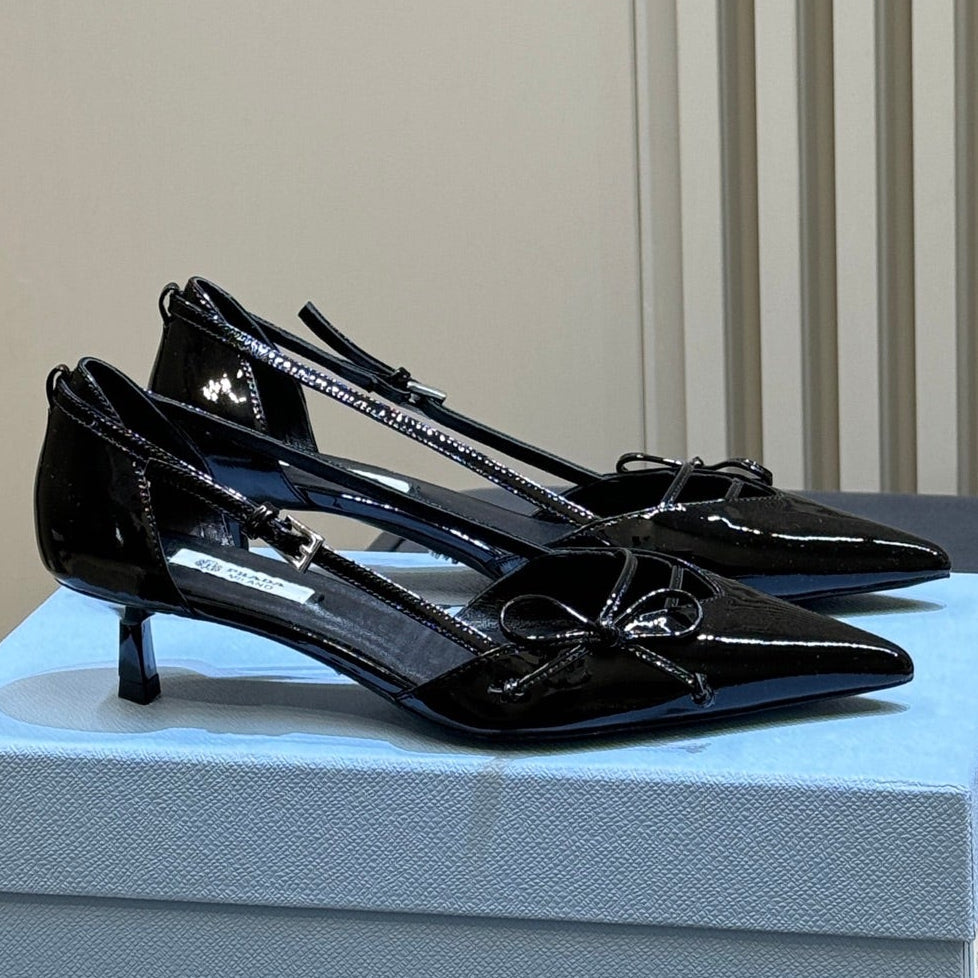 Prada 2026 Bow Pointed-Toe Pumps 45mm Calfskin 151241