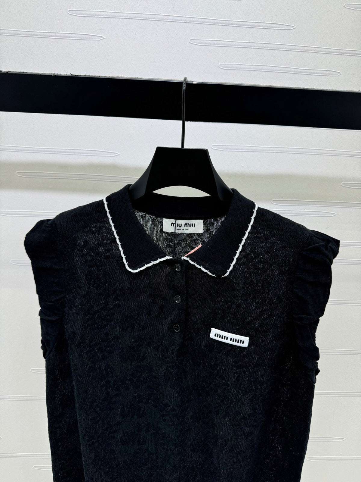 Miumiu 2026 Collared Jacquard Knit Vest Wool Nylon 442704