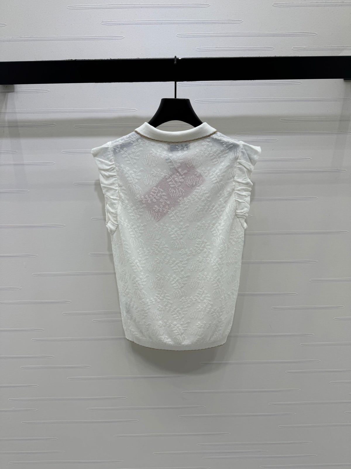 Miumiu 2026 Collared Jacquard Knit Vest Wool Nylon 442704