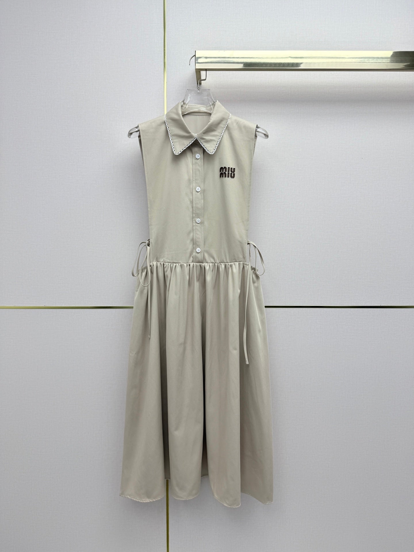 Miumiu 2026 Collarless Sleeveless Dress Cotton 396782