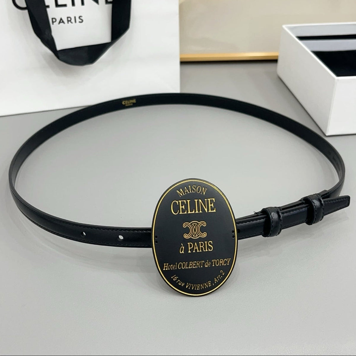 Celine 7.5cm Belt Buckle 1.3cm Width Calfskin