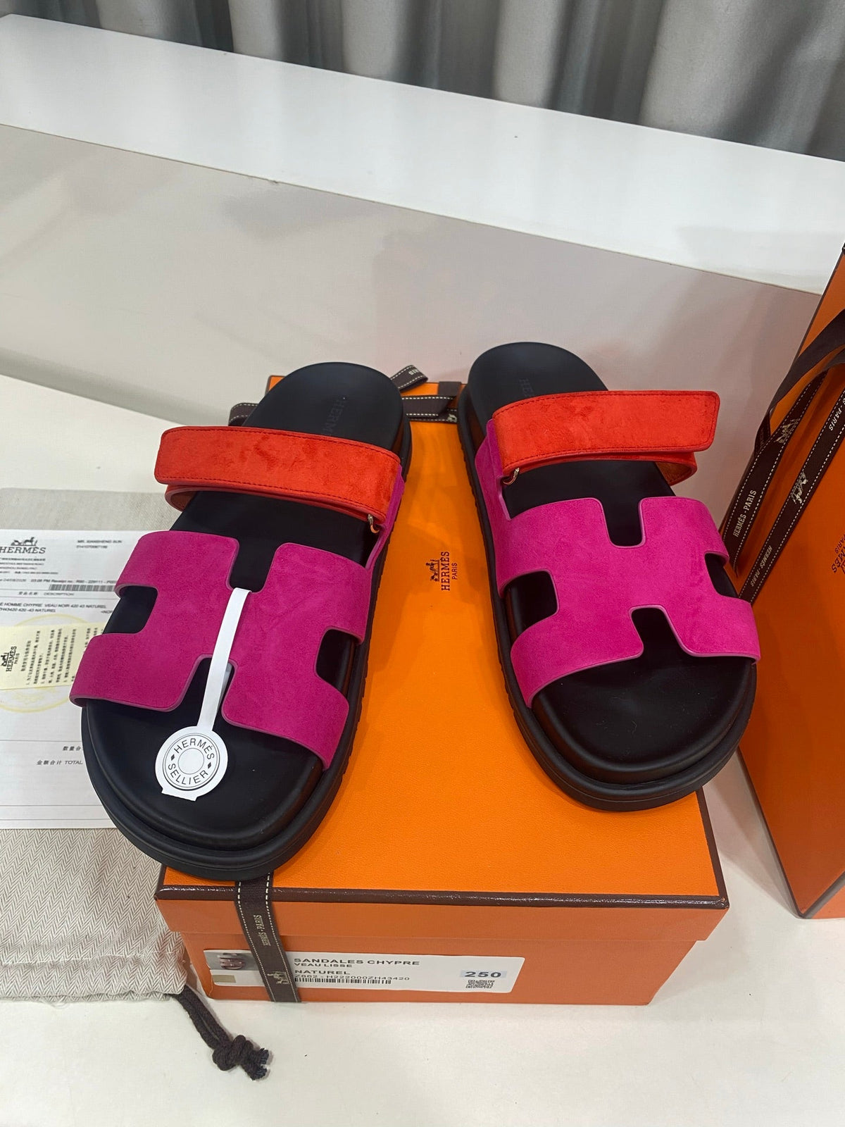 Hermes 2026 Chypre Sandal Two-tone Suede 957567