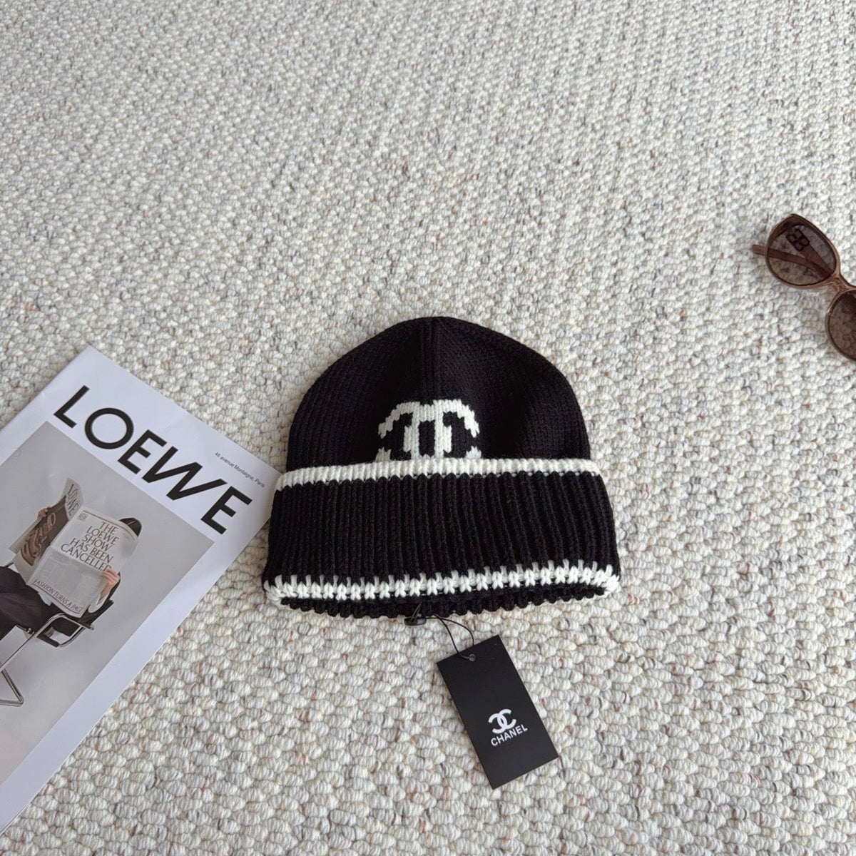 Chanel Double C Beanie Wool 477882