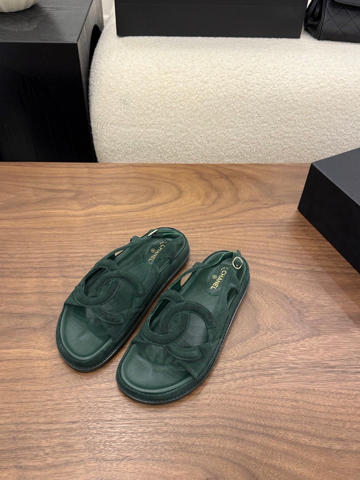 Chanel 2026 Double C Sandal Suede Lambskin