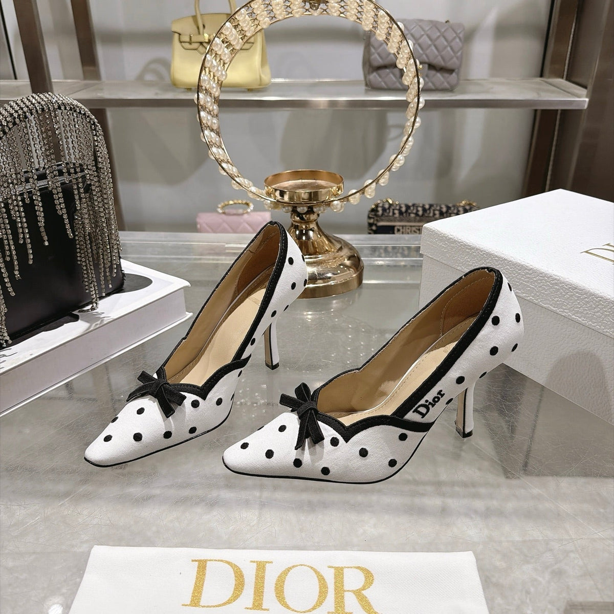 Dior 2026 Embroidered Romance Pumps 85mm Cotton 951396