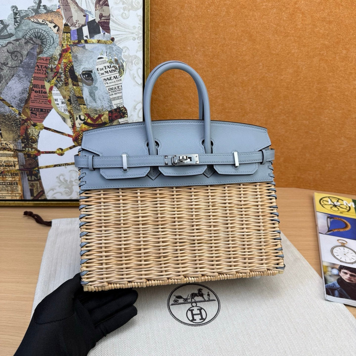 Hermes 2026 Birkin Picnic Bag 25cm Wicker And Swift Leather
