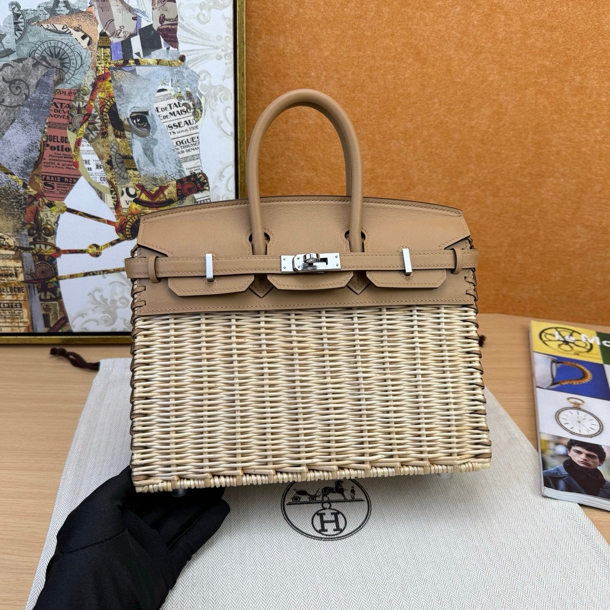 Hermes 2026 Birkin Picnic Bag 25cm Wicker And Swift Leather