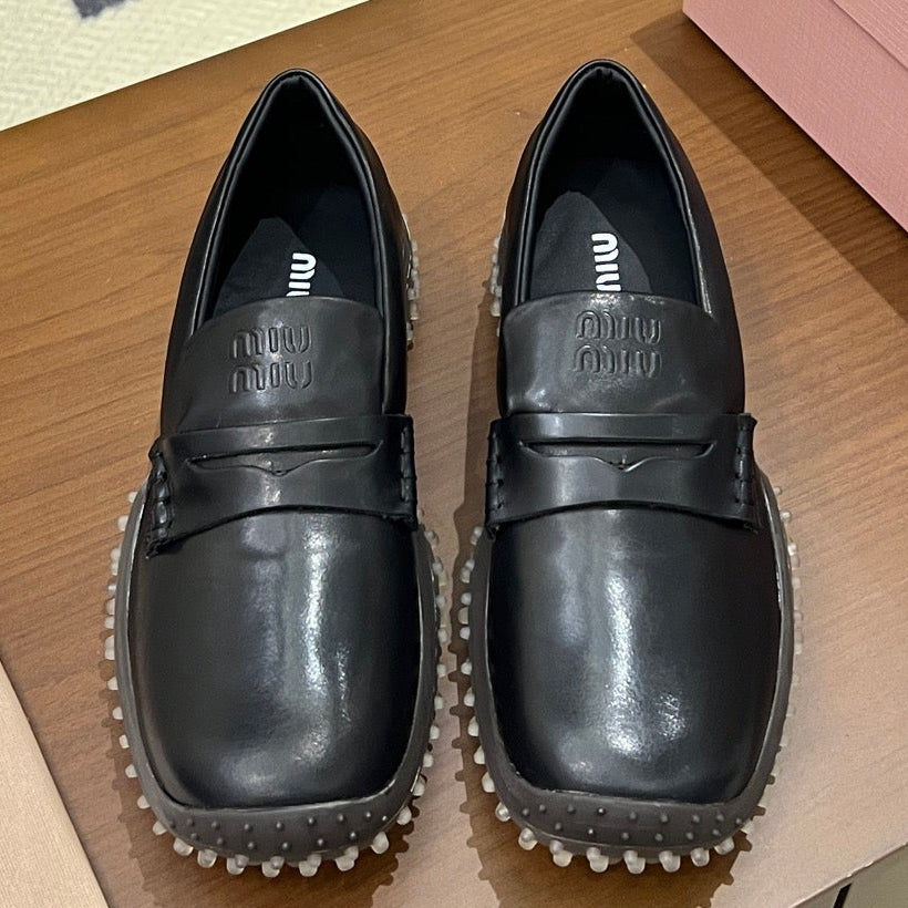 Miu Miu 2026 Square Toe Loafers Leather 155998
