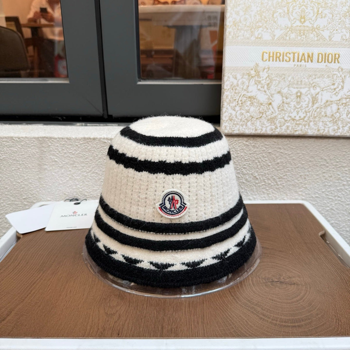 Moncler Striped Knit Bucket Hat 437004