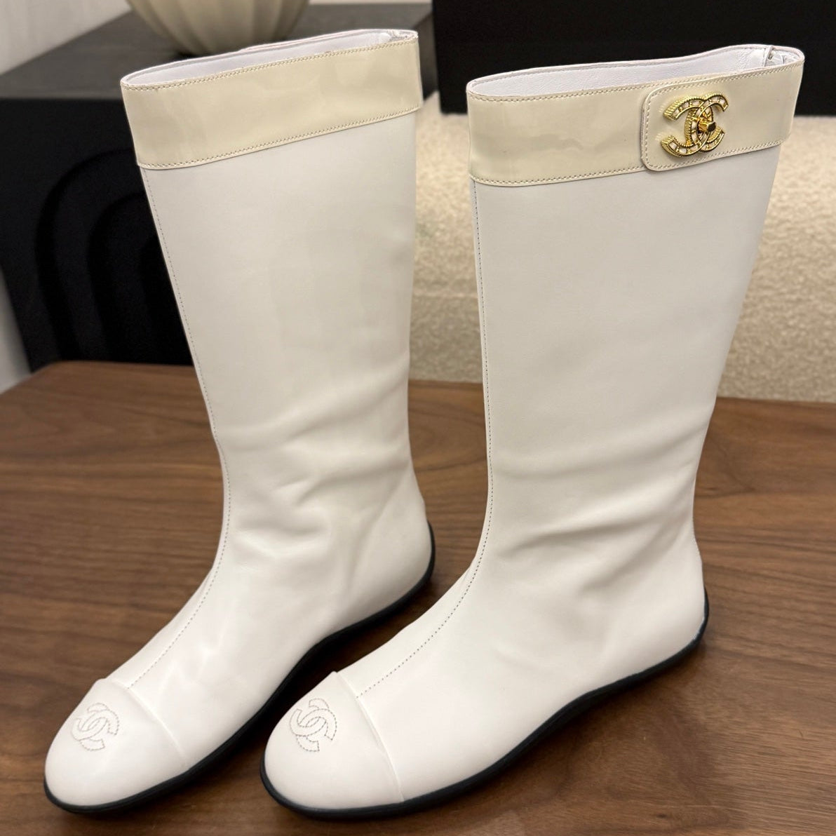 Chanel 2026 Calf-High Boots Cowhide 122656