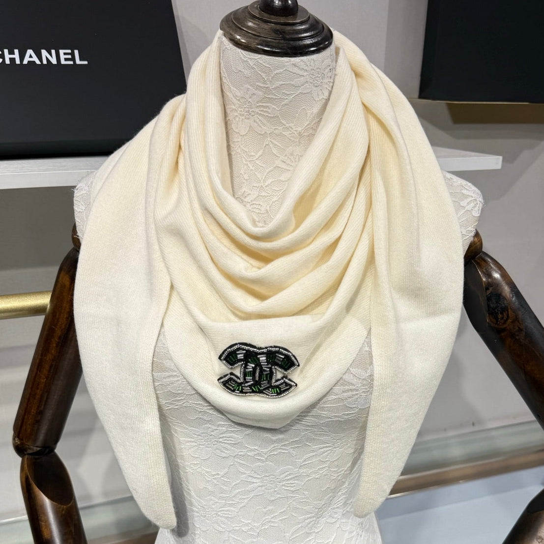 Chanel 2026 Logo CC Triangle Scarf 190cm Wool 217109