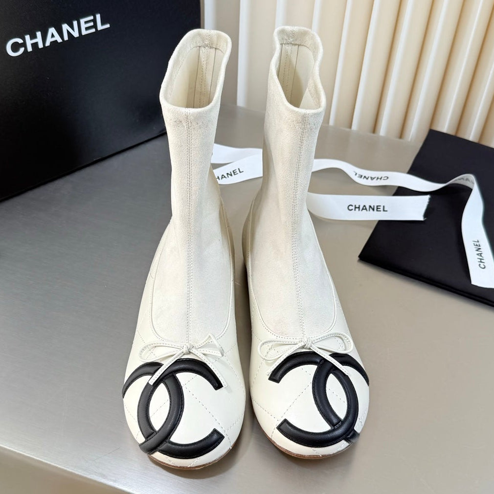 Chanel 2026 Double C Toe Ankle Boots Suede Leather 123420