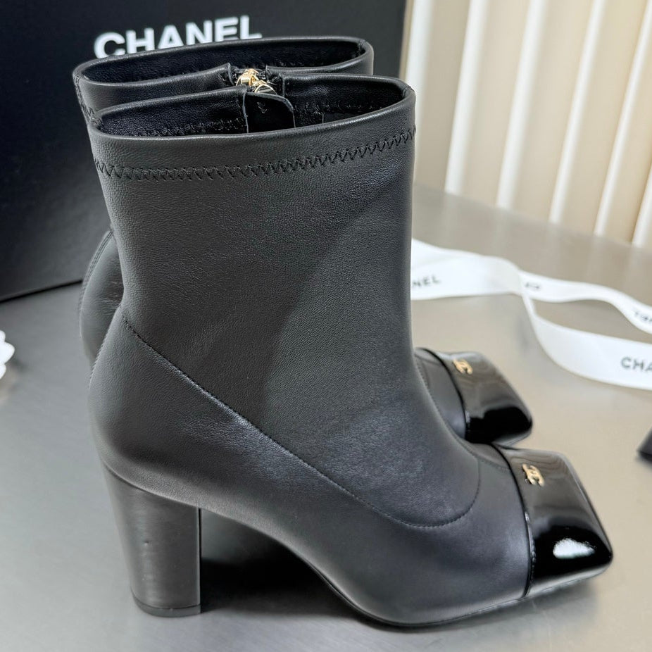 Chanel 2026 Square Toe Ankle Boots 75mm Leather 123426