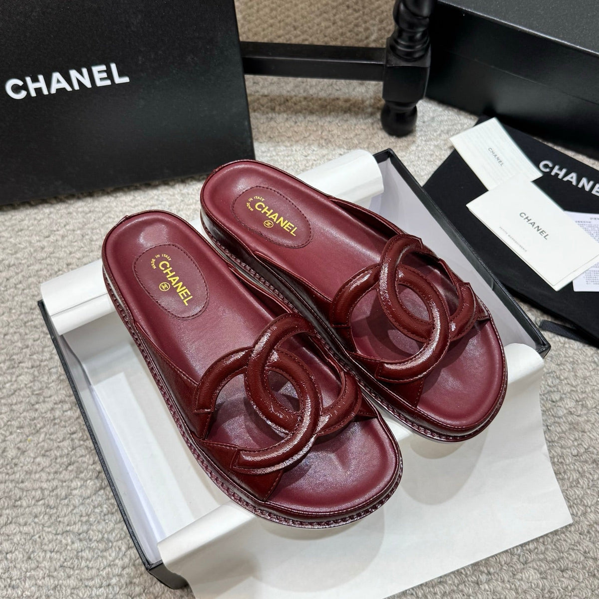 Chanel 2026 Flat Sandals Suede Leather