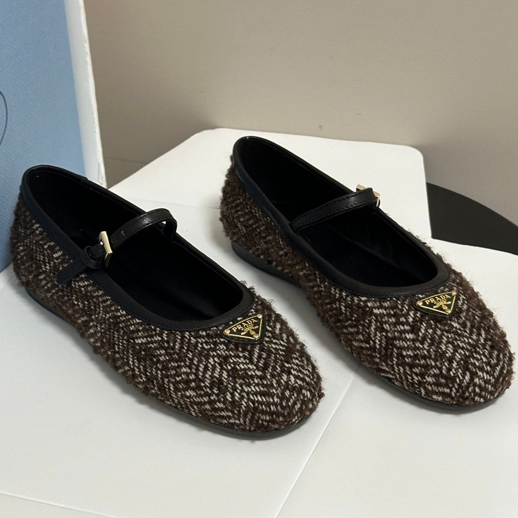 Prada 2026 Chevron Ballet Flats Fabric 151267