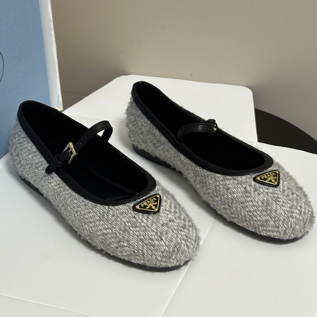 Prada 2026 Chevron Ballet Flats Fabric 151267