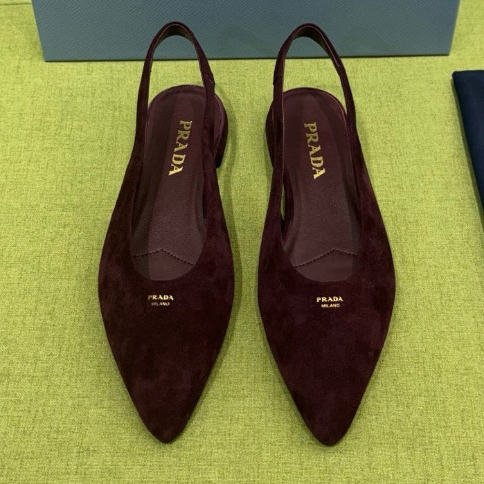 Prada 2026 Pointed Toe Flats Slingback Suede 148644