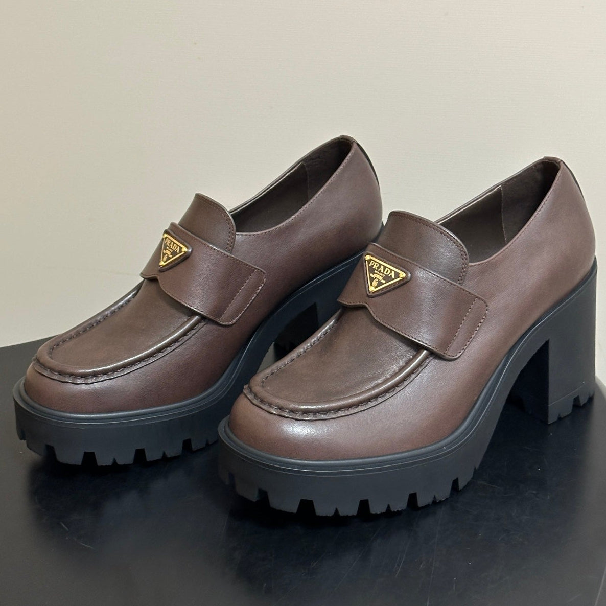 Prada 2026 Teak Loafers 85mm Cowhide 151271
