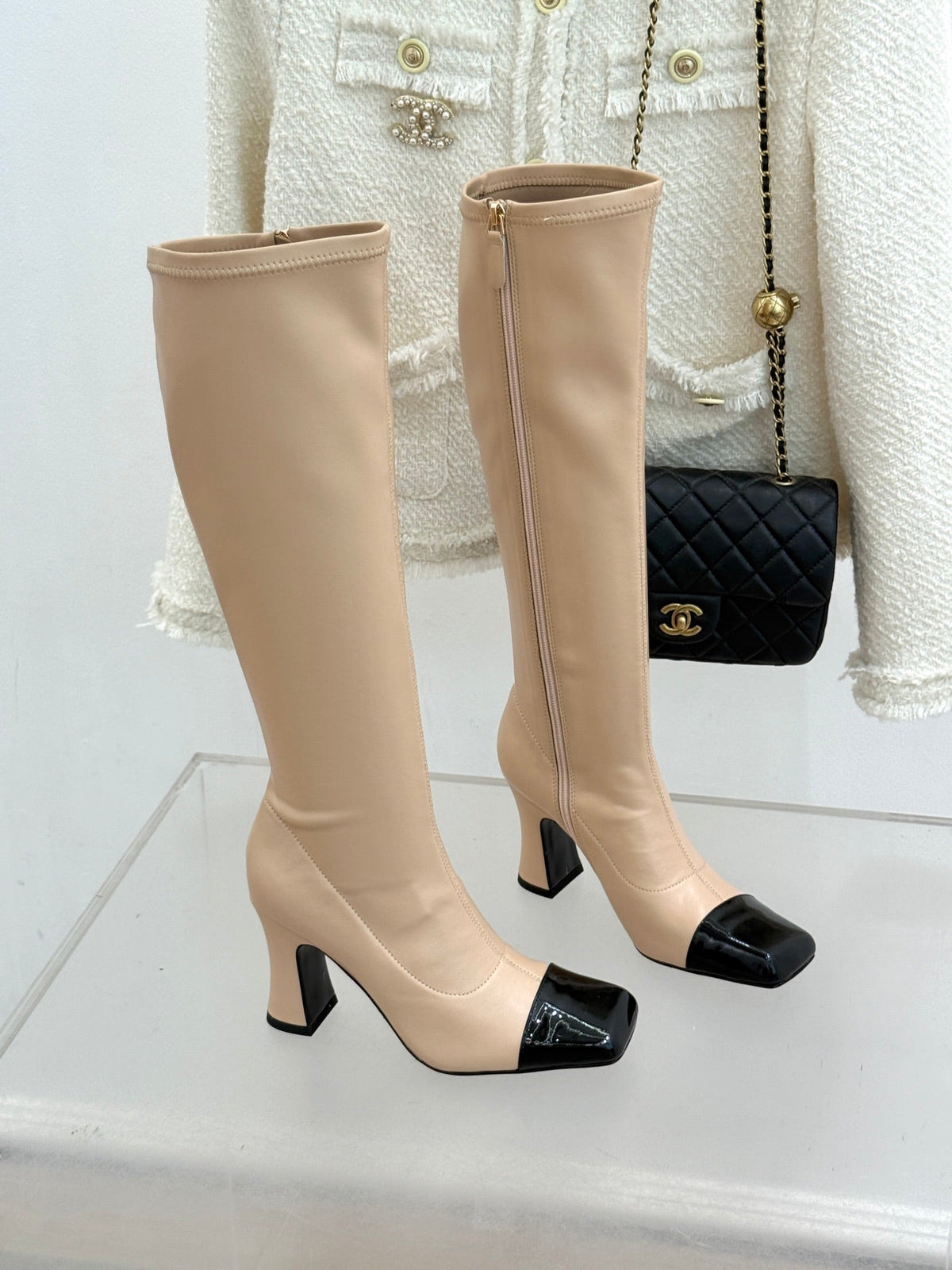Chanel 2026 Two-Tone Boots 85mm Suede Leather 188517