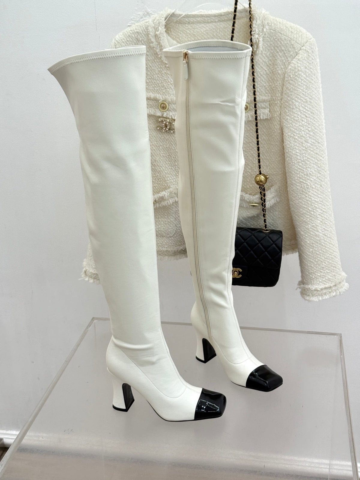 Chanel 2026 Two-Tone Boots 85mm Suede Leather 188517
