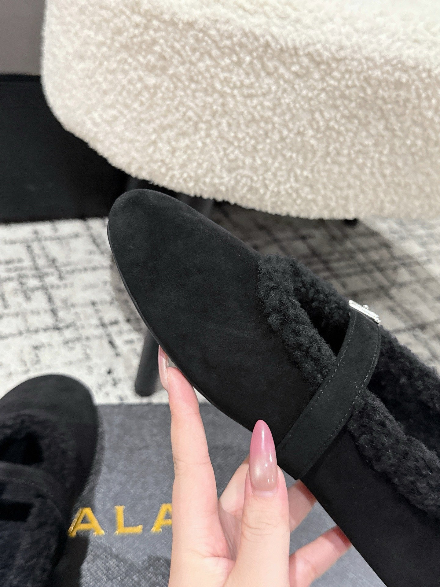 Alaia 2025 Ballet Flat Black Suede Wool 558651