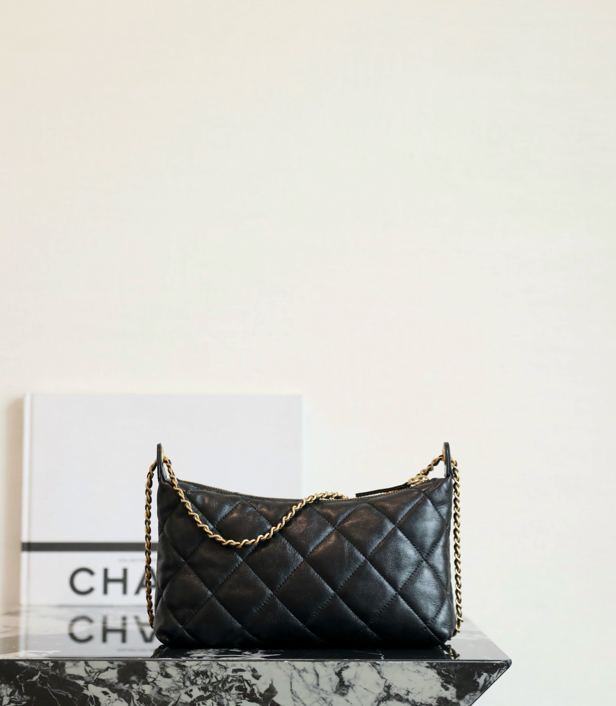 CC 2025 Hobo Dumpling Bag 26cm Black Calfskin 343720